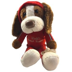 1980s Russ Berrie Puppy Plush World's Cutest Runner Vintage Tracksuit Kidcore